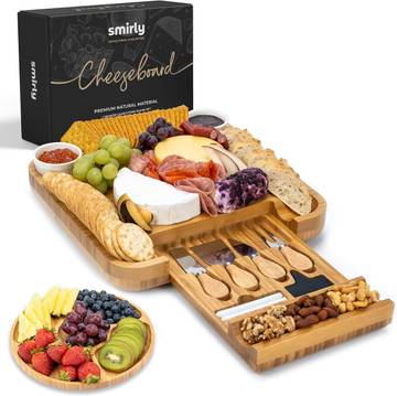 SMIRLY Charcuterie Boards Set with Serving Accessories, Bamboo