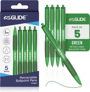 Onyx and Green Bamboo Retractable Ballpoint Pens