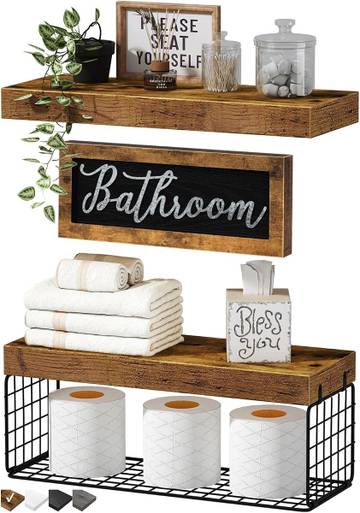 QEEIG Bathroom Shelves with Storage Basket