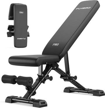 FLYBIRD WB5 Weight Bench - 800LBS Adjustable Weight Bench Workout Bench Foldable for Home Gym, 90° to -30° FID and 30in Extended Backrest for Bench Press Strength Training Exercise