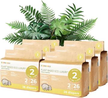 Eco Pea Baby Diapers Biodegradable Disposable Diapers Size 3 (9-18 lbs), 156 Pack