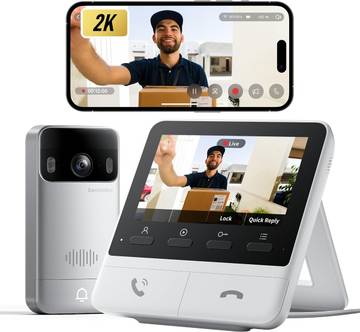 SwitchBot Video Doorbell Camera Wireless with Monitor, No Subscription, 4.3 Inch Screen