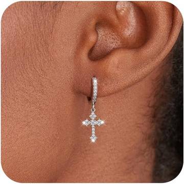 14k Gold Plated Sterling Silver Dangle Earrings with Cubic Zirconia