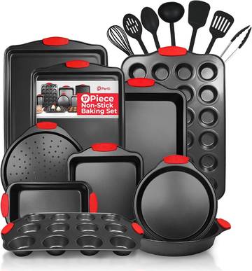PERLLI 17-Piece Non-Stick Carbon Steel Baking Pan Set