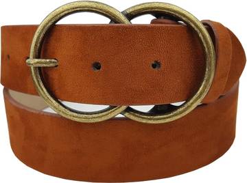 Vegan Suede Belt with Double Ring Buckle