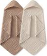 Hooded Baby Bath Towels 2-Pack Muslin Organic Cotton