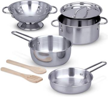 Stainless Steel Pots & Pans Play Kitchen Set