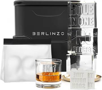 Berlinzo Clear Ice Cube Maker Mold - 2 2.1in Whiskey Squares