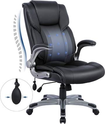 High Back Executive Office Chair with Padded Flip-Up Arms