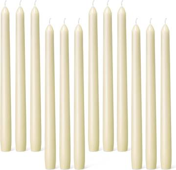 Everymoment Ivory Taper Candles - 12 Pack 10 Inch Candlesticks