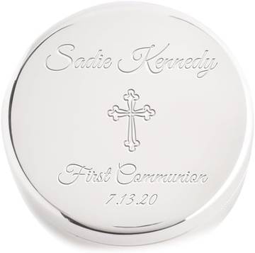 Personalized First Communion Round Jewelry Box