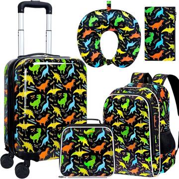 5PCS Kids Luggage Boys Suitcase Set, 16" Hardside Carry-on Dinosaur