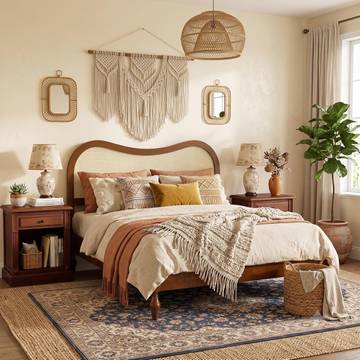 Indie Root - Handcarved FSC-Certified Walnut Bed Frame