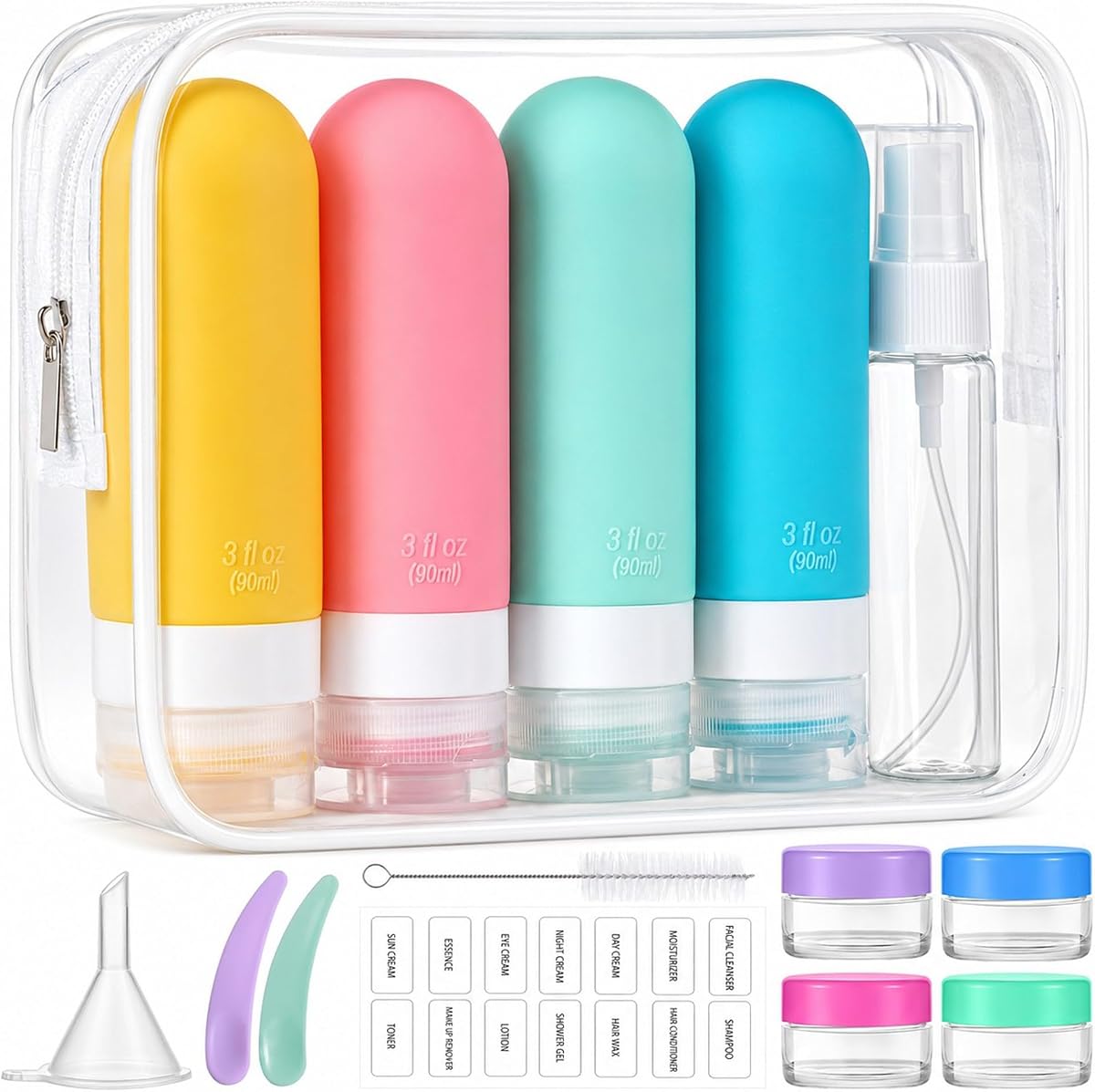 Limsiculate Travel Bottles for Toiletries, TSA Approved, Silicone Travel Size Containers
