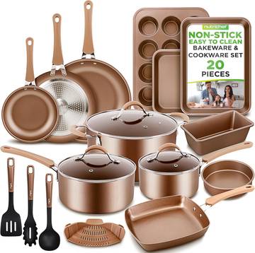 nutzpro Cookware Set, 12 PCS Induction Cookware, Pots and Pans with Lids, Nonstick Teflon Free High-Density Die Cast Hard-Anodized Cookware Set