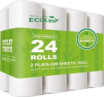 Organic Bamboo Toilet Paper (24-Roll Pack)