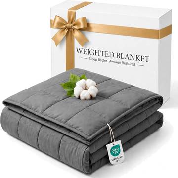 Aurorae weighted blanket - 20lb, 100x90 inches - Mom & Baby, Twill Cover, Non-Toxic, Low-Loop, Glass Beads, Supports Deep Sleep