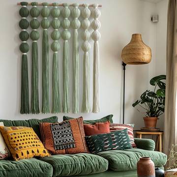 Macrame Wall Hanging Boho Wall Decor Beaded Fiber Art Handmade 57