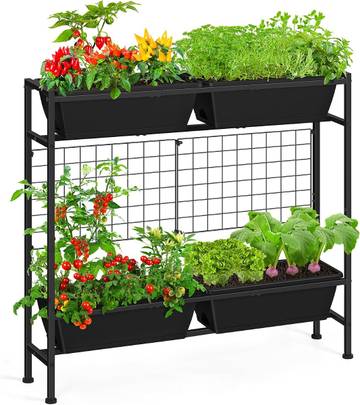 OYEAL Raised Garden Bed 32" Tall Elevated Planter Boxes with Trellis & Legs
