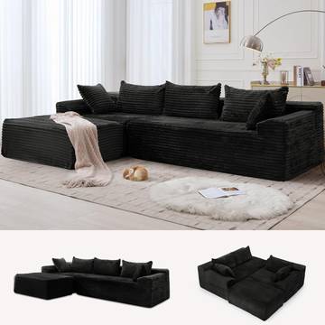 SOJAKI Modular Couches for Living Room, Boneless Sectional L Shaped Sofa, Memory Foam Comfortable Cloud Sofa, No Assembly Required, Beige
