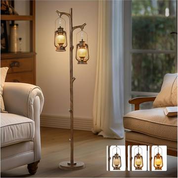 Scenekoy Rustic Tree Trunk Floor Lamp