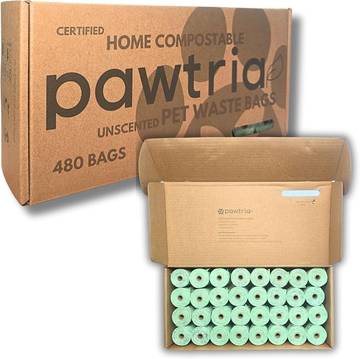 Pawtria Home Compostable Dog Poop Bag Rolls, 480 Bags, 32 Rolls