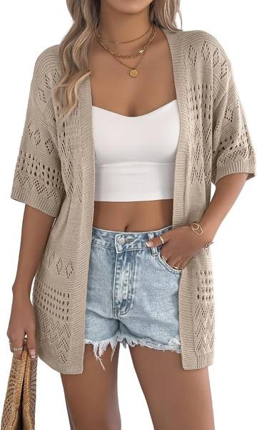 Organic Cotton Pointelle Kimono Wrap Top