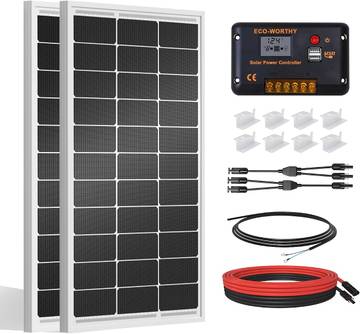 ECO-WORTHY 200 Watts 12 Volt/24 Volt Solar Panel Kit with High Efficiency Monocrystalline Solar Panel and 30A PWM Charge Controller for RV, Camper, Vehicle, Caravan and Other Off Grid Applications