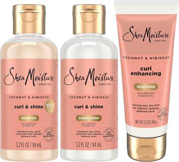 SheaMoisture Travel Shampoo, Conditioner, Leave-In Curl Smoothie, 3.2 Oz Ea