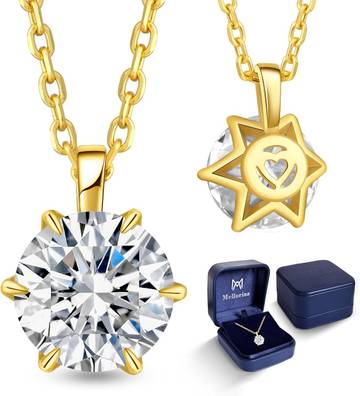 Moissanite Solitaire Necklace, 1-3CT