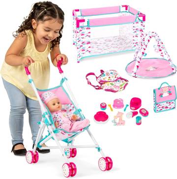 Newborn Baby Gift Set withdade Stroller, Play Mat, Travel Bag, Carrier, Seat, Socks, Bibs, Accessories - Boy or Girl