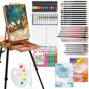 Falling In Art 37 Pcs Acrylic Painting Set with French Easel, Gray