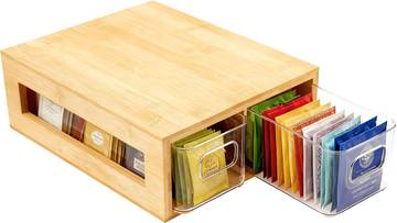 Loose Leaf TeaOrganiser with Slide-Out Drawers and Swivel Bin