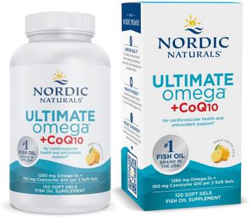 Nordic Naturals Ultimate Omega + CoQ10, Lemon Flavor - 120 Count