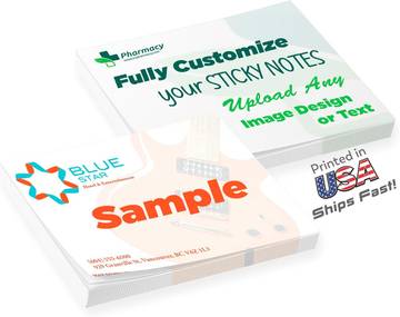 Personalized Sticky Notes 4" x 3" with Text or Logo, Adhesive Notepad, 25 Sheets, Custom Note Pads