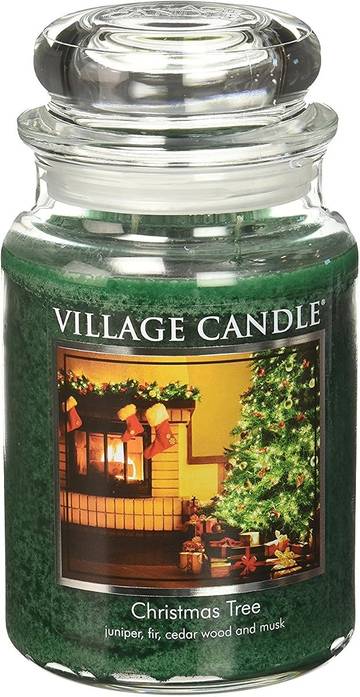 Village Candle Christmas Tree Large Glass Apothecary Jar Scented Candle