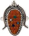 Spiny Oyster Inlay Ring - Sterling Silver