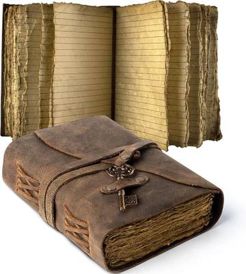 Vintage Leather Journal Lined Pages with Key