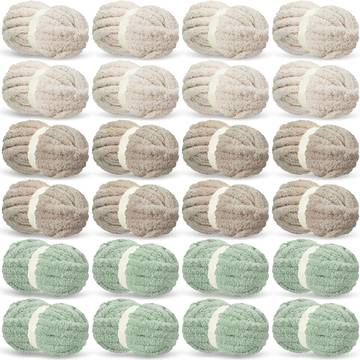 Timgle 24 Pack 3/4 Inch Chunky Chenille Yarn for Hand Knitting
