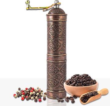 Grype & Dine Turkish Coffee Grinder and Pot Set, Hand Crafted, 2pc Copper