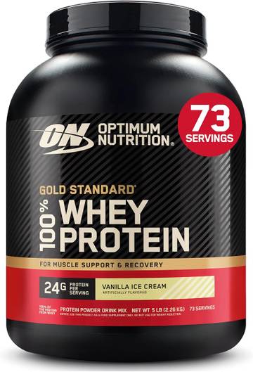 Optimum Nutrition Gold Standard Whey Protein Powder, Vanilla Ice Cream, 5LB