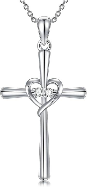 Lab Grown Diamond Cross Necklace for Women S925 Sterling Silver