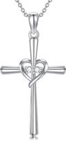 Lab Grown Diamond Cross Necklace for Women S925 Sterling Silver