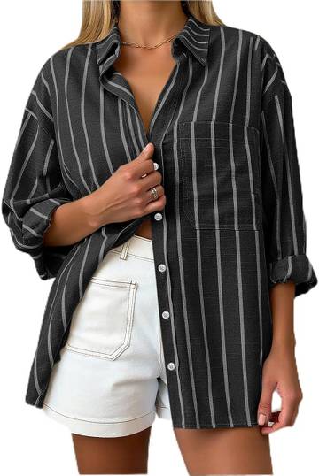 Marina Rinaldi Oversized Striped Cotton Blouse