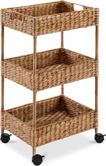 3-Tier Water Hyacinth Rolling Utility Cart
