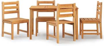 HandCrafted TeakRoot Hub pathological Bella Patio Dining Table and 4 Chairs