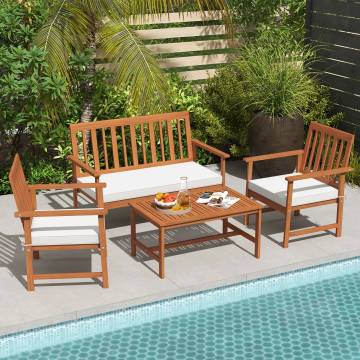 4-Piece Acacia Wood Patio Conversation Set