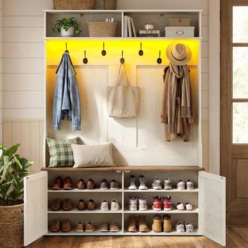 VASAGLE 55-in-1 Hall Tree with Bench and Shoe Storage