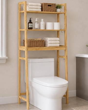 Bamboo Over The Toilet Storage Shelf