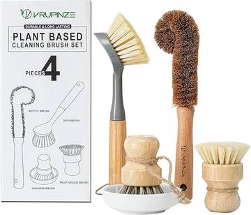 Full Circle Bubble Up Dish Brush and Ceramic Soap Dispenser Set